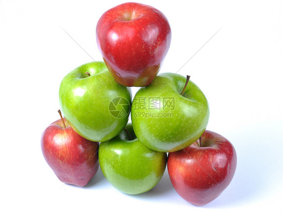 红苹果和绿苹果收成小吃叶子果汁团体饮食农业食物营养图片