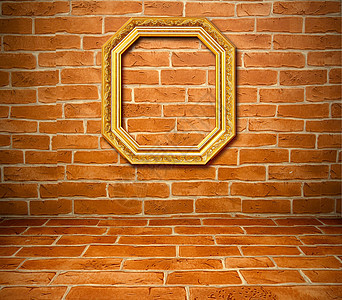 金金架古董装饰房间绘画空白墙纸边界棕色艺术画廊图片