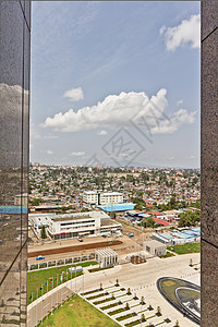 对亚的斯亚贝巴的空中观察场景首都街道景观老房子屋顶建筑旅游城市建筑学图片
