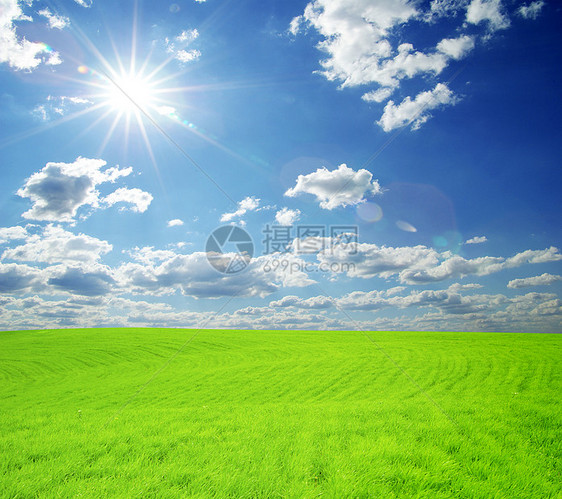 字段地平线场地天气土地全景阳光草地农场天空远景图片