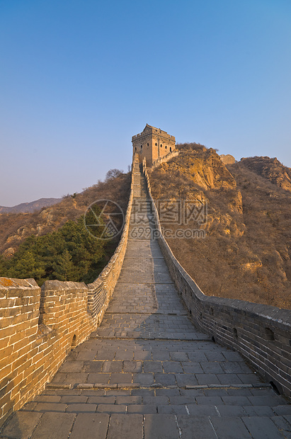 中国长城历史性旅行世界防御蓝色地标观光石头天空晴天图片