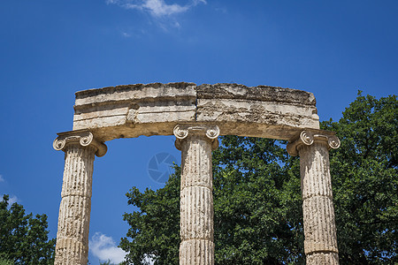 希腊奥林匹亚a 希腊蓝色石头旅游历史建筑遗产废墟寺庙游戏纪念碑图片