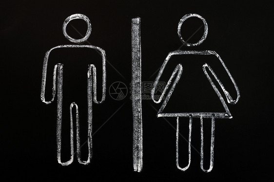 黑板背景上的男女符号(指印在黑板上)图片