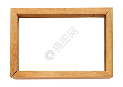 白色背景上孤立的木制照片框摄影边缘木头边界手工空白记忆框架装饰品棕色图片