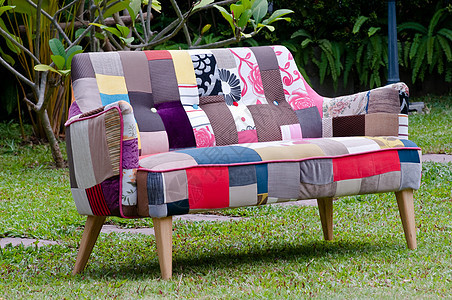 彩色沙发植物装饰绿色椅子公园休息室奢华房子花园家具图片