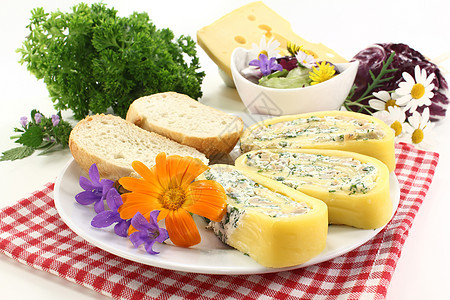 奶酪卷绿色脑袋自助餐黄色厨房小吃派对餐厅草药盘子图片