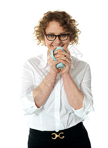 女性行政主管饮用水咖啡杯子冒充商业人士职业秘书管理人员女士经理生意人图片