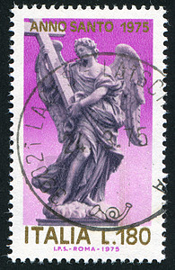带十字天使大理石古董历史性邮戳雕像信封膝盖头发男人邮资图片