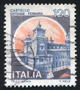 费拉拉城堡信封天堂邮票天空邮戳邮资历史性建筑集邮大厦图片