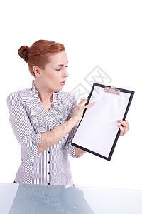 白上隔离剪贴板的年轻女性商务文书床单清单笔记成人女孩商业人士文档图片