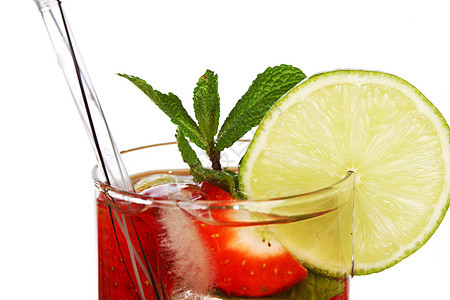 草莓莫吉托柠檬水果食物薄荷液体玻璃果汁酒精饮料酒吧图片