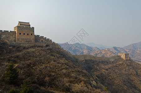 中国长城石头建筑学地标晴天防御旅行天空蓝色爬坡旅游图片