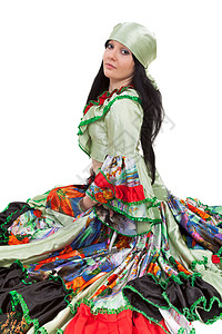吉普赛舞女花斑演员民俗裙子舞蹈数字国籍女士头巾舞蹈家图片