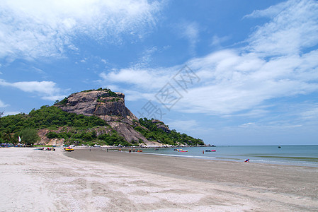 泰国华欣海滨场景海景岩石地平线海岸旅行多云天气天空海岸线图片