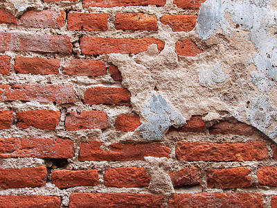 古旧风湿砖墙建筑裂缝石头乡村衰变建筑学接缝水泥红色房子图片