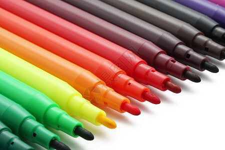 钢笔想像力提示墨水绿色铅笔工具黄色紫色粉色白色图片