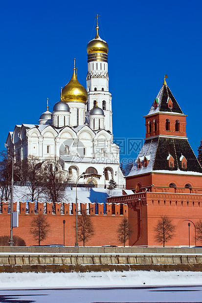 莫斯科克里姆林宫大天使大教堂宗教首都旅行街道历史蓝色城市纪念碑图片