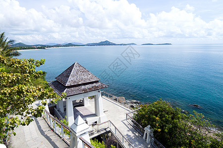 泰国Samui岛的视图点血管公园假期海岸线阳光休息蓝色阴影热带通道图片