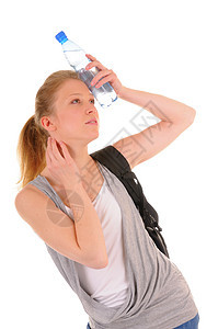 太热了卫生药品运动口渴女士塑料保健瓶子蓝色生活图片