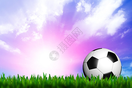 绿草的橄榄球 在黄昏的天空上足球锦标赛季节运动团队娱乐乐趣分数正方形蓝色图片