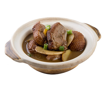 以中国炖鸭为食美食烹饪桌子酱料油炸午餐洋葱香菜平底锅食物图片