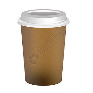 白色背景的外送咖啡杯拿铁纸盒持有者杯子塑料咖啡店空白袖子液体纸板图片