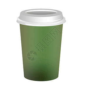 白色背景的外送咖啡杯塑料咖啡袖子纸盒空白拿铁液体杯子纸板绿色图片