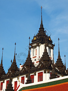 泰国建筑 拉特沙纳达瓦 洛哈普拉萨特景点黄色晴天胜地日子旅游阳光瓦片瓷砖吸引力图片