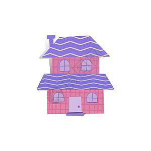 用白色背景的回收纸制成的卡通室内阴影构造房子工艺业主艺术红色住宅窗户城市图片