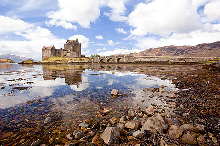 城堡 苏格兰高地堡垒石头地标支撑氏族海洋海岸电影历史性海岸线图片