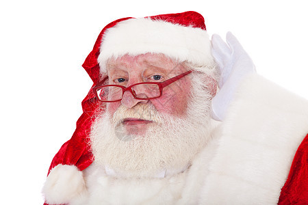 圣诞老人白色戏服传统时候听力障碍老年外观男人背景图片