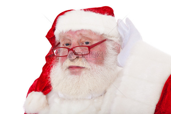 圣诞老人白色戏服传统时候听力障碍老年外观男人图片