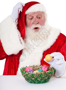 圣诞老人男人传统戏服老年外观白色困惑时候图片