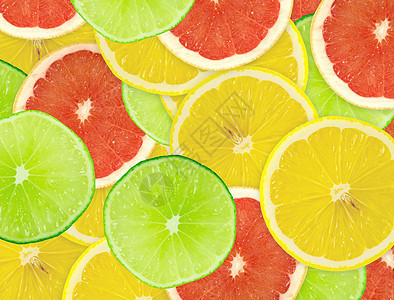 柑橘切片摘要背景 特写 工作室照片柠檬橙子绿色黄色圆圈宏观肉质摄影水果柚子图片