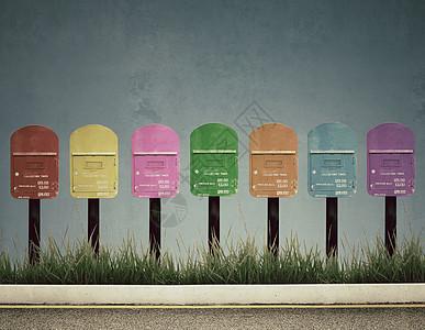7色邮箱粉色天空红色木头邮政金属送货邮件盒子紫色图片
