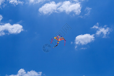 Kite 飞行射线太阳飞机风筝玩具绳索皮带自由蓝色天空图片