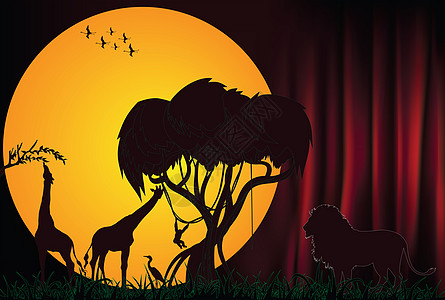 非洲非洲野生动物阳光剧院日出动物濒危陈述动物群日落太阳荒野背景图片