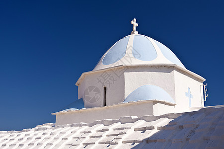 萨莫斯东正教建筑物建筑白色蓝色城市建筑学旅行圆顶尖顶教会图片