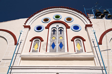 萨莫斯东正教旅行回廊建筑物白色蓝色建筑宗教尖顶城市圆顶图片