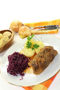 牛肉罗菜烹饪盘子肉卷艺术食物乡村土豆自制餐厅节日图片