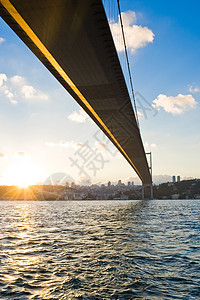 日落时 Bosphorus桥场景太阳国家景观建筑城市火鸡风景地标工程图片