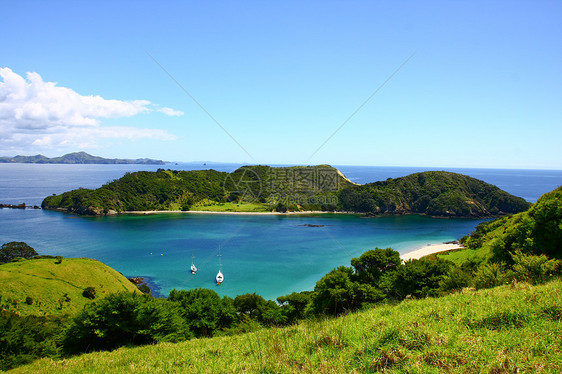 完美海滩海洋儿子日落蓝色血管岛湾学生航行图片