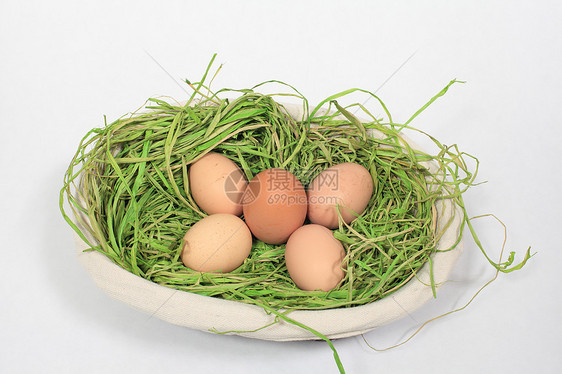 鸡蛋在白色背景的篮子中的鸡蛋棕色农业生物学脆弱性营养食物团体美食工作室圆形图片