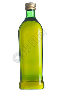 靠近一个橄榄油瓶 孤立在白色上图片