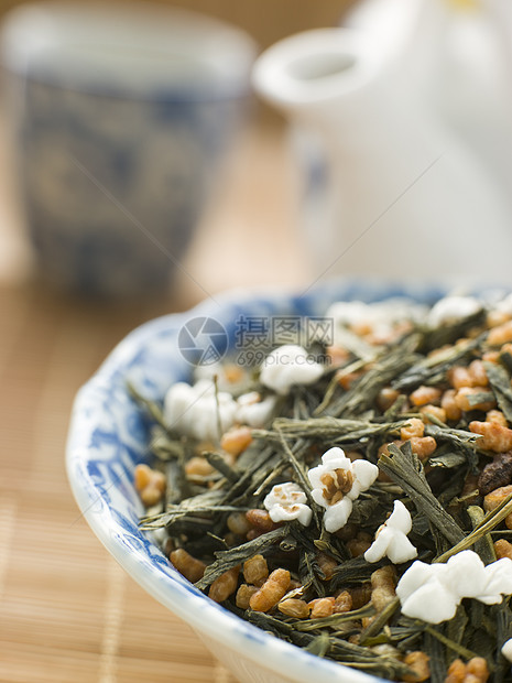 带棕稻的绿茶假食物茶叶盘子五谷杂粮谷物粮食食品饮料国际美食图片
