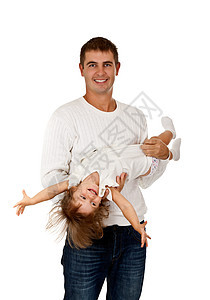 爸爸和女儿在工作室家庭孩子父母夫妻白色父亲男人婴儿童年乐趣图片