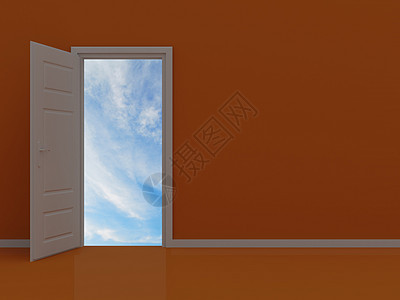 橙色暗室 通往天空的门背景图片