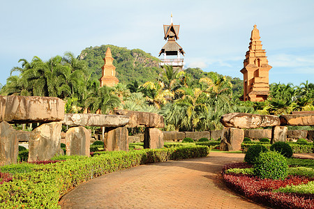 热带热带花园假期奢华植物棕榈岩石院子石头露台旅游植物学图片