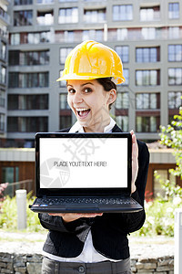 女建筑工工程师就业商务头盔专家建筑经理商业建设者顾问蓝色图片