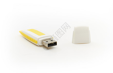 黄色USB驱动盘口袋记忆互联网存储卡衣服电脑插槽贮存千兆位优盘图片